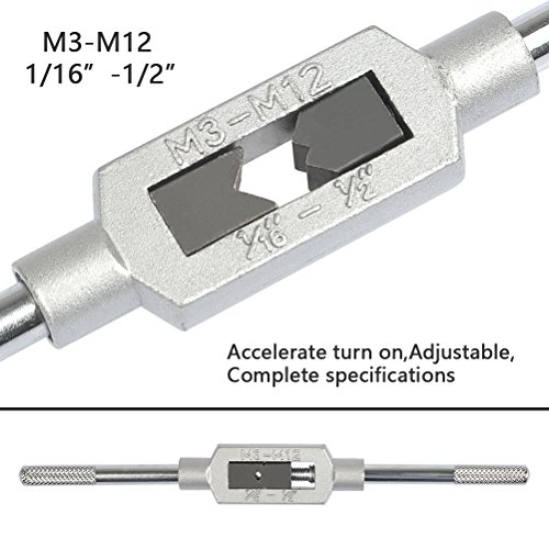 WOWOSS 8Pcs Rosca Métrica Mano Tornillo Juego Máquina Métrica Rosca a Mano Rosca Grifos Conjunto con llave ajustable Tool Suite（M3/4/5/6/8/10/12)