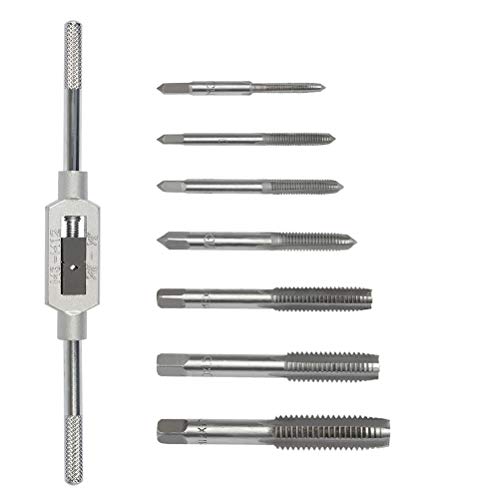 WOWOSS 8Pcs Rosca Métrica Mano Tornillo Juego Máquina Métrica Rosca a Mano Rosca Grifos Conjunto con llave ajustable Tool Suite（M3/4/5/6/8/10/12)