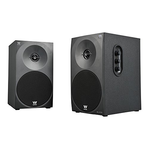 Woxter Dynamic Line 410 BT – Altavoces estéreo 2.0 150W de potencia,BLUETOOTH, Madera, Woofer de 4 pulgadas, 2 Tweeter, 3.5 mm, RCA, Control volumen, agudos, graves, Bookself Speakers, color Negro