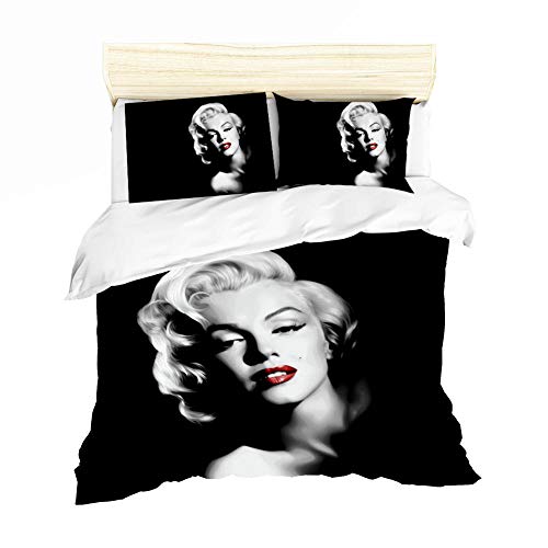 WPHRL Ropa de Cama Funda de edredón y Funda de Marilyn Monroe Juego de Cama 100% poliéster con Cremallera Oculta Viernes Negro de Navidad 220x240cm