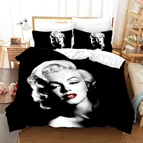 WPHRL Ropa de Cama Funda de edredón y Funda de Marilyn Monroe Juego de Cama 100% poliéster con Cremallera Oculta Viernes Negro de Navidad 220x240cm