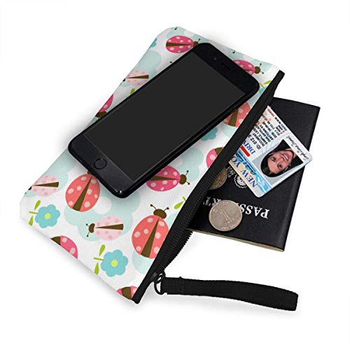 Wrution - Monedero de Lona con diseño de Mariquita en Siete Puntos, con Cremallera, Portable, Gran Capacidad, Personalizable