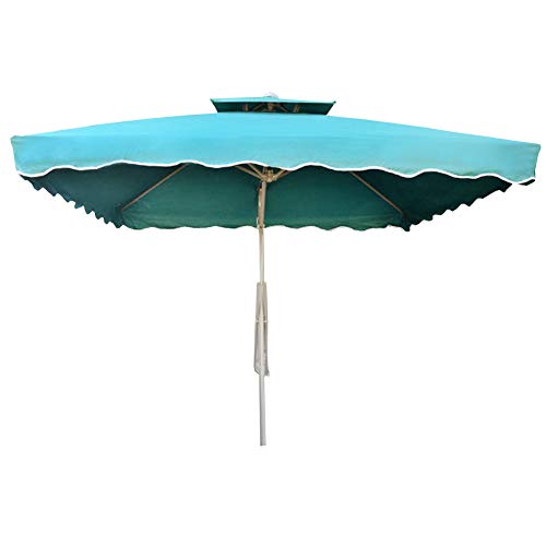 Wsaman 2.5 * 2.5m Parasol Inclinado con Manivela, Sombrilla Doble Parasol Excentrico Rectangular Protección UV para Terraza Playa Jardín Piscina Patio Camping - Toldo Portátil Balcón,Verde