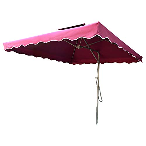 Wsaman 2.5 * 2.5m Parasol Inclinado con Manivela, Sombrilla Doble Parasol Excentrico Rectangular Protección UV para Terraza Playa Jardín Piscina Patio Camping - Toldo Portátil Balcón,Rojo