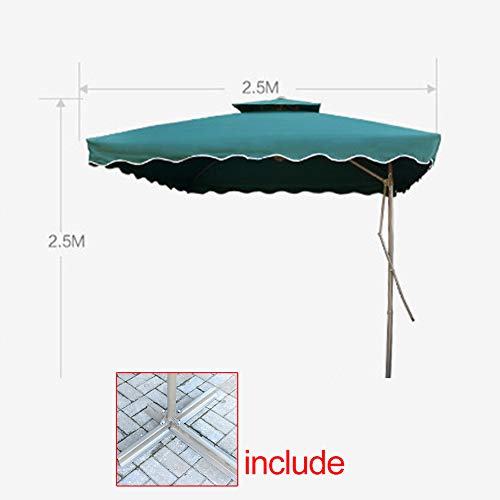 Wsaman 2.5 * 2.5m Parasol Inclinado con Manivela, Sombrilla Doble Parasol Excentrico Rectangular Protección UV para Terraza Playa Jardín Piscina Patio Camping - Toldo Portátil Balcón,Rojo