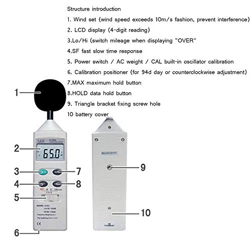 WSMLA Instrumentos sonómetro Registrador de Datos con el Nivel de Sonido Gráfico de Barras LCD Digital medidor 30~130 dB Apagado automático Decibel Meter Digital medidor de Ruido Ambiental Ruido TES