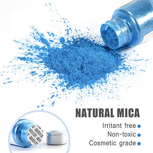 Wtrcsv - Polvos de mica, pigmento de resina, 10 g/20 g (0.35 oz)/botella, tinte para colorear jabón, pigmento para resina epoxi, bombas de baño, uñas, lima, maquillaje, obras de arte y manualidades