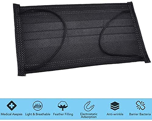 Wudi 50pcs -3ply Protección de Nariz y Boca, Embalaje higiénico Adecuado para Oficina, Exterior(Nero)