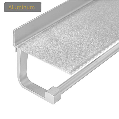 Wuudi - Soporte para rollos de papel de cocina con estantería, para baño, cocina, inodoro, baño, sin agujeros, adhesivo autoadhesivo o montado, Aluminio espacial (soporte con estante)