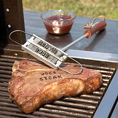 WXJHA DIY Grill Fuego Marca del Sello, Barbacoa Seguridad Herramientas para Barbacoa Creativa 55 Cartas cambiables Sello de la Parrilla de Carne de salmón Accesorios Burn