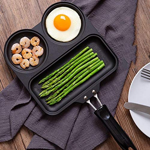 WXXSL Sartenes para Desayuno Sartén porosa de Fondo Plano multifunción Albóndigas antiadherentes Sartén para artefactos de Desayuno Molde de Tortilla para bebés (Color: Negro)