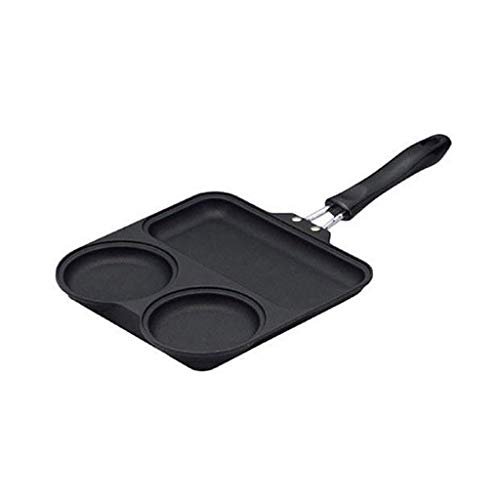 WXXSL Sartenes para Desayuno Sartén porosa de Fondo Plano multifunción Albóndigas antiadherentes Sartén para artefactos de Desayuno Molde de Tortilla para bebés (Color: Negro)