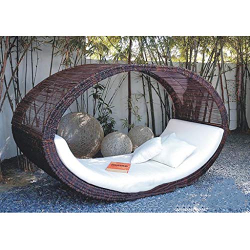 WYFDM Tumbona, al Aire Libre Silla de Mimbre Gravedad Cero Mar Playa Piscina Rattan Silla de salón de la Creatividad Curvado Cama Silla de salón de la Playa