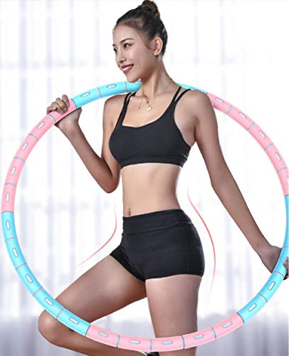 WYFFF Hula Hoop, Aro De Fitness,con Cuerdas De Saltar De 3 M Gratis, Peso De 1 Kg (2,2 Libras), Aro De Hula Desmontable De 8 Secciones Y 93 Cm para Jóvenes Adultos, Mujeres Que Pierden Peso