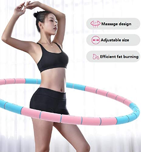 WYFFF Hula Hoop, Aro De Fitness,con Cuerdas De Saltar De 3 M Gratis, Peso De 1 Kg (2,2 Libras), Aro De Hula Desmontable De 8 Secciones Y 93 Cm para Jóvenes Adultos, Mujeres Que Pierden Peso