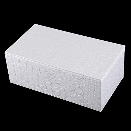 WZNB Rectángulo Duradero para el hogar Caja de pañuelos de Cuero de la PU Soporte de Papel Funda para servilletas (Grano de cocodrilo Blanco) Promoción   25 * 14 * 9.5 cm Blanco