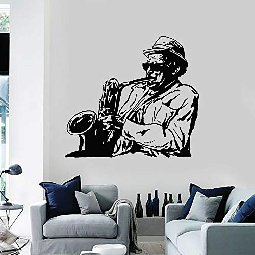 wZUN Calcomanía de Pared de música Vinilo calcomanía de Pared Jazz Bar Tocando saxofón decoración de Dormitorio 110X100cm