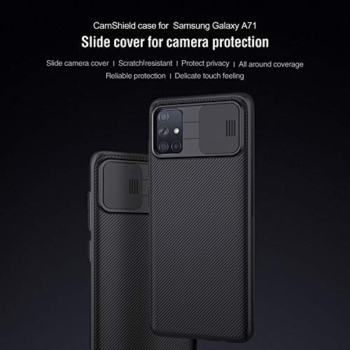XCYYOO Funda para Samsung Galaxy A71,[Protección de la cámara] [2 Pack Protector Pantalla ] Deslizante Cámara Proteger Ultra-Delgado PC Prueba Polvo Antideslizante Anti-arañazos Estuche