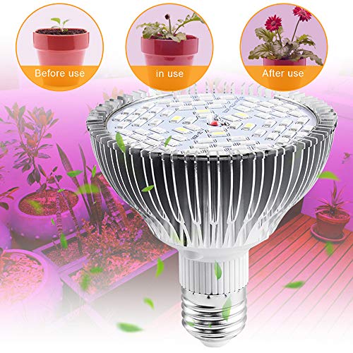 XGzhsa Bombilla de Crecimiento LED, lámpara de Crecimiento de Plantas, lámpara de Planta LED de Espectro Completo para el Crecimiento de Plantas de Invernadero de Flores de Interior (E27, 30W)