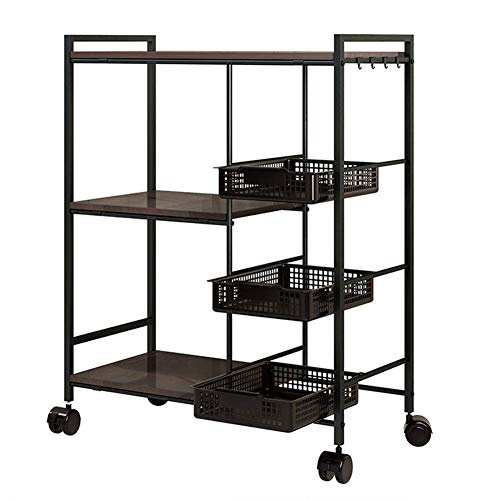 XHCP Kitchen Baker's Rack, 3 Layer Industrial Style Microondas Horno Soporte Práctico Kitchen Workstation Trolley Spice Utility Organizador Estante con Rueda Univers