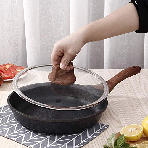 XH&XH Sartén Antiadherente Plana Wok de mármol Premium de 26 cm Adecuada para Todos los hornos de Cocina Cocina de inducción eléctrica de Gas de cerámica