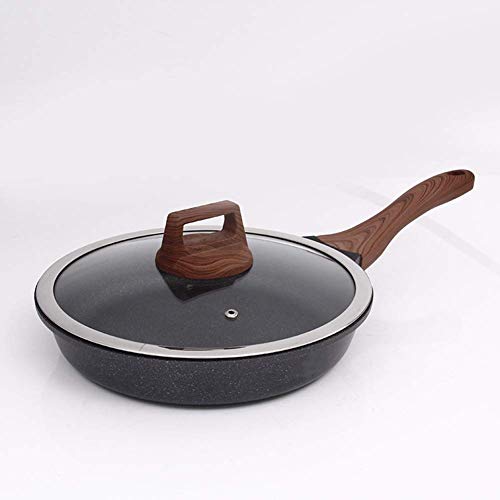 XH&XH Sartén Antiadherente Plana Wok de mármol Premium de 26 cm Adecuada para Todos los hornos de Cocina Cocina de inducción eléctrica de Gas de cerámica