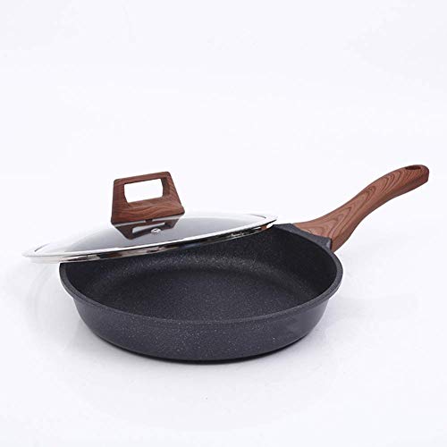 XH&XH Sartén Antiadherente Plana Wok de mármol Premium de 26 cm Adecuada para Todos los hornos de Cocina Cocina de inducción eléctrica de Gas de cerámica