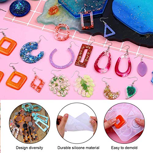 Xiangmall 335 Piezas Moldes Resina Epoxi Joyeria Molde Pendientes Silicona Horquillas con Gancho Pendientes Salto Abierto DIY Fabricación Joyas (335PCS)