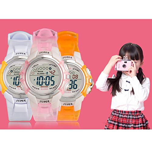 Xiaokeai Relojes de Moda de los niños Ligeros Niña Niño Digital al Aire Libre Deportes Niños Relojes Cronómetro Calendario Regalos de cumpleaños de Navidad Relojes de los niños (Color : F)