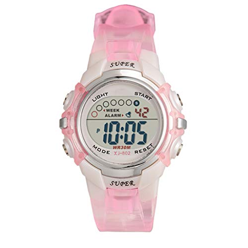 Xiaokeai Relojes de Moda de los niños Ligeros Niña Niño Digital al Aire Libre Deportes Niños Relojes Cronómetro Calendario Regalos de cumpleaños de Navidad Relojes de los niños (Color : F)