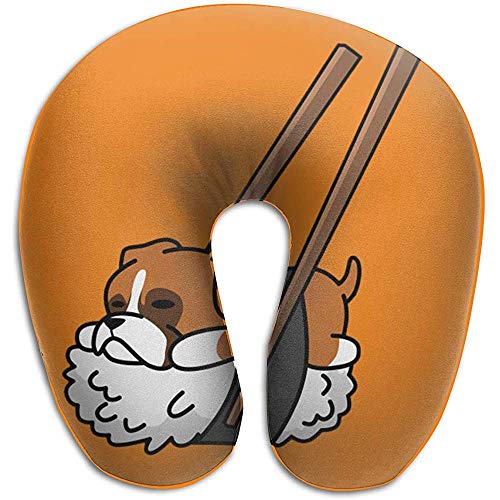 Xiaoyinghua Almohada para el Cuello en Forma de U Sushi Dachshund Almohadas Suave portátil para Viajar Lectura Dormir