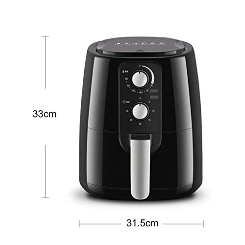 XIUYU Freidora hogar de Gran Capacidad del Aire, 1400W, 30 Minuto Temporizador y Control de Temperatura Ajustable, sin Aceite Antiadherente Olla Aire freidoras, Negro (Color : Black)