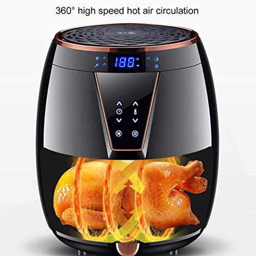 XIUYU Hogar Multifuncional Aire Fryer, Temporizador y Control de Temperatura, Air Display freidoras con Digital, sin Aceite Antiadherente Olla Inteligente Fryer, Negro (Color : Black)