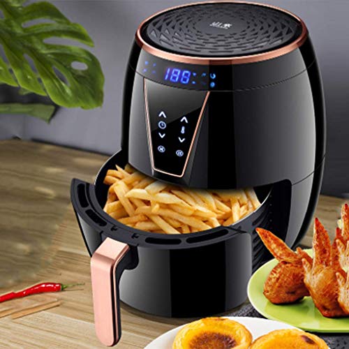 XIUYU Hogar Multifuncional Aire Fryer, Temporizador y Control de Temperatura, Air Display freidoras con Digital, sin Aceite Antiadherente Olla Inteligente Fryer, Negro (Color : Black)