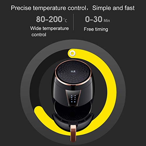 XIUYU Hogar Multifuncional Aire Fryer, Temporizador y Control de Temperatura, Air Display freidoras con Digital, sin Aceite Antiadherente Olla Inteligente Fryer, Negro (Color : Black)