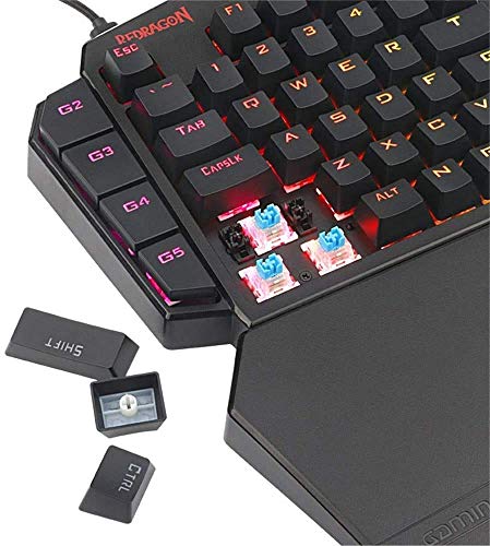 XIUYU Redragon K585 con una Sola Mano Teclado mecánico Mano Izquierda Comer Teclado Verde Juego de la gallina Teclado del Eje de definición de la Macro