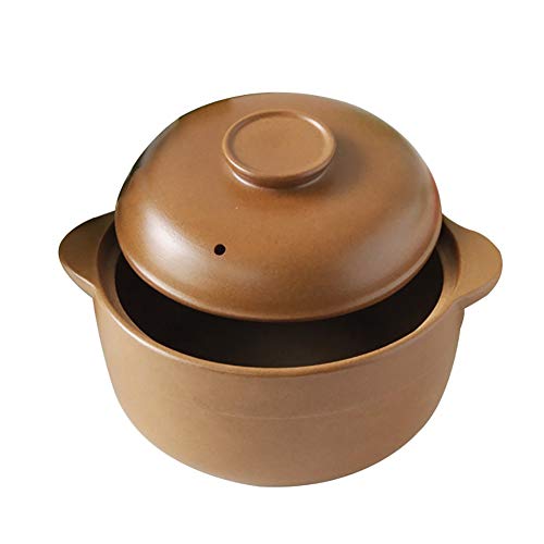 Xnxn Cazuela de cerámica sin esmaltar con Tapa, Olla de Barro Hecha a Mano, Barro, Sopa de Cebolla, ollas, Olla para cocción Lenta A 1.6L