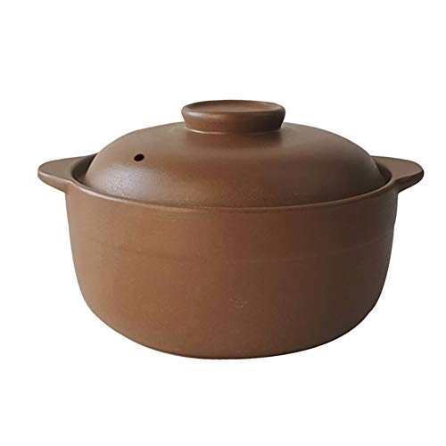 Xnxn Cazuela de cerámica sin esmaltar con Tapa, Olla de Barro Hecha a Mano, Barro, Sopa de Cebolla, ollas, Olla para cocción Lenta A 1.6L