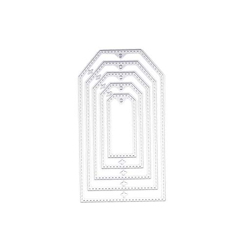 XZANTE 5X Geometría de Acero Al Carbono Troquelado Plantilla Scrapbooking Relieve Tarjeta DIY Decoración Plata En Forma de Etiqueta Rectangular