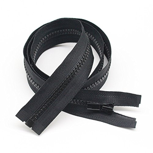 YaHoGa 2 piezas 60 cm # 5 separación cremalleras para chaqueta coser abrigos cremallera negro cremalleras de plástico moldeado (60 cm 2 piezas)