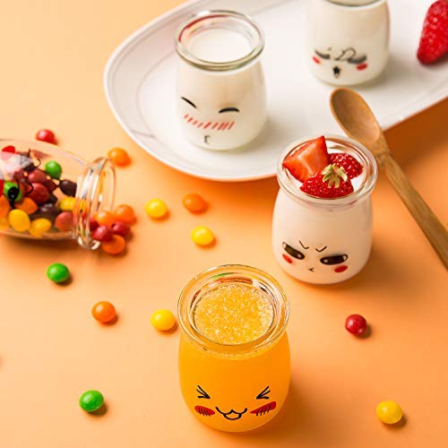 Yangbaga Vasos para Yogurtera, 6 Vasos de Repuesto Tarros Cristal Pequeños con Tapa Plastico para Preparar Yogures, Postres y Natillas para los Potitos de los Bebés 150ml