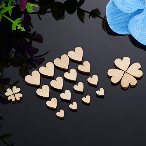 YANSHON Corazones de Madera Rebanadas de Madera Forma Corazón Entero, Hueco Adornos de Corazón para Decoración Boda DIY Manualidades Artesanías Tamaño (400pcs / 10-40mm)