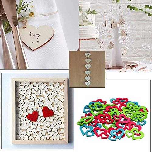 YANSHON Corazones de Madera Rebanadas de Madera Forma Corazón Entero, Hueco Adornos de Corazón para Decoración Boda DIY Manualidades Artesanías Tamaño (400pcs / 10-40mm)