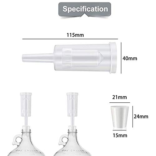 YanYun VáLvula de Sello de Escape de 5 Paquetes con TapóN de Goma para Esclusa de Aire Esclusa de Aire Doble para la FabricacióN de Vino, FermentacióN de Cerveza de Vidrio