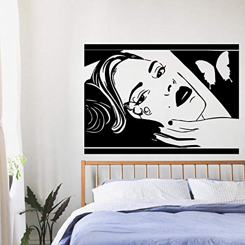 yaonuli Chica Cara Pintura de la Pared Chica Mariposa Pelo Etiqueta de la Pared salón de Belleza Tatuajes de Pared hogar Dormitorio decoración Vinilo Fondo de Pantalla 42x54 cm