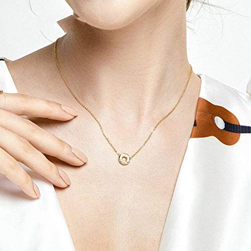 YAYADI Collar De Plata Mujer,Diseño Original Tarta De Dulce Donuts Collar Corto para La Mujer Auténtica Plata Esterlina 925 Joyería De Bodas De Oro