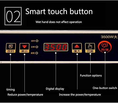 YAYY Placa de inducción portátil Profesional 3500W Cocina de inducción electromagnética Impermeable para el hogar para restaurantes y Eventos de Catering(Upgrade)