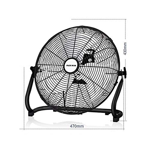 YC Ventilador Industrial De Pie, Ventilador De Piso De Escritorio + Cable De Extensión De 3 M, Motor De Alambre De Cobre, Adecuado para Comedor Colectivo/Taller De Fábrica (Negro)