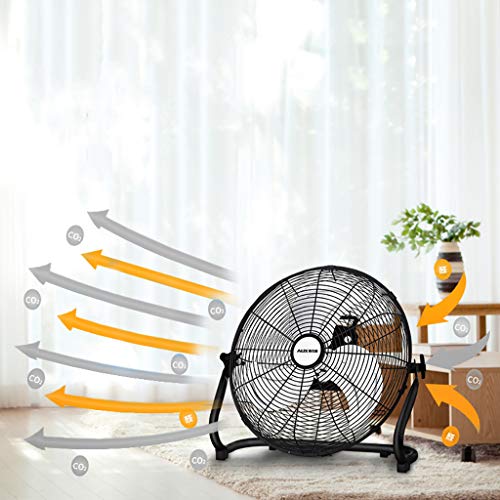 YC Ventilador Industrial De Pie, Ventilador De Piso De Escritorio + Cable De Extensión De 3 M, Motor De Alambre De Cobre, Adecuado para Comedor Colectivo/Taller De Fábrica (Negro)