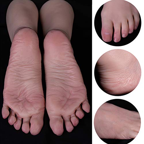 Yeah-hhi 22.5Cm Pie de Silicona Maniquí con El Clavo, Posicionable Modelo Realista Pies Persona Real para La Visualización Médica Pintura Fetiche De Pie,Toe Positioning,1 Pair